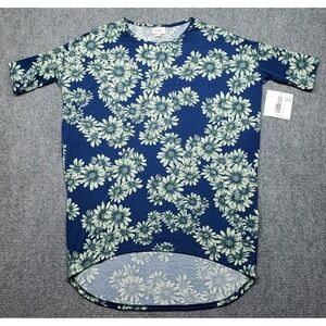 LulaRoe Irma Top Tunic Womens 2XS Multicolor Floral Round Neck Short Sleeve New